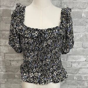 Heatherly Floral Emery Short Sleeve Smocked Top